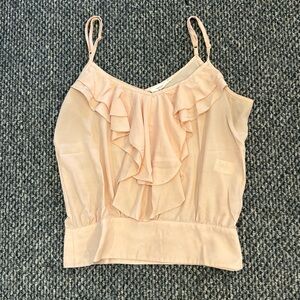 ruffle front strappy blouse